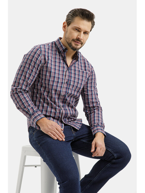 Cross Jeans Cross Jeans Koszula 35650-468 Niebieski Regular Fit