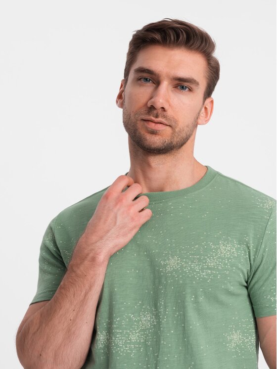 Ombre Ombre T-Shirt OM-TSFP-0179 Zelená Regular Fit