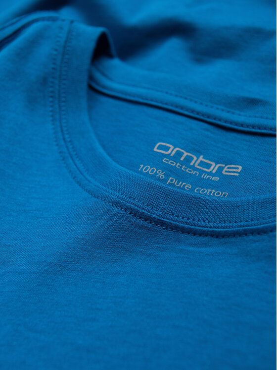 Ombre Ombre T-Shirt OM-TSBS-0146 Modrá Regular Fit