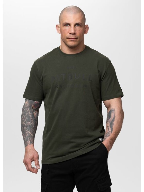 PITBULL PITBULL T-Shirt USA CAL Zielony ciemny Regular Fit