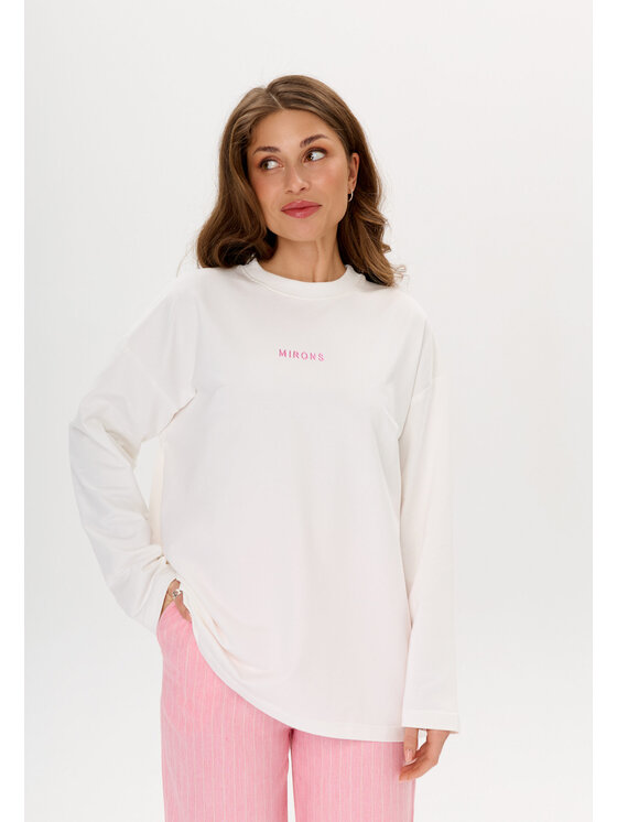 Mirons Mirons Longsleeve Print Biały Oversize