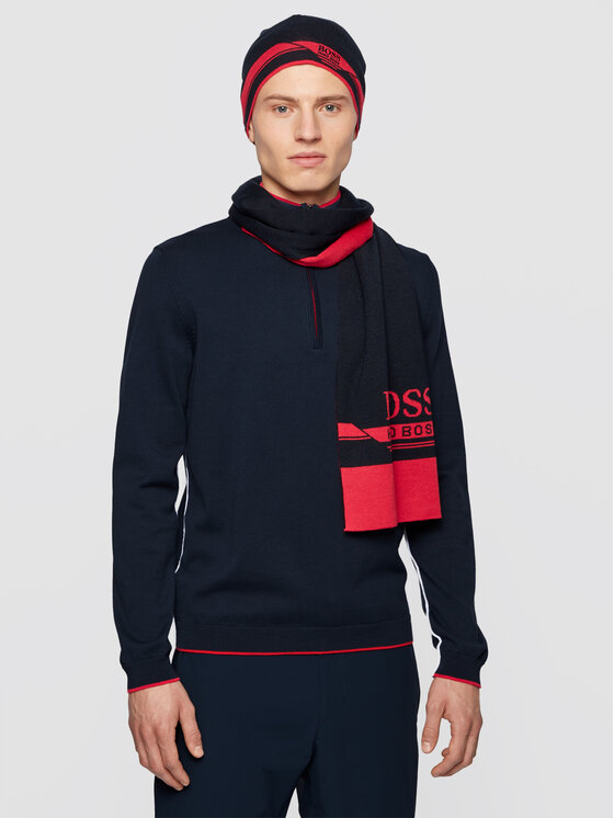 BOSS Boss Komplekti kuuluvad sall ja müts Gift-Set Aura 1 50441441 Tumesinine