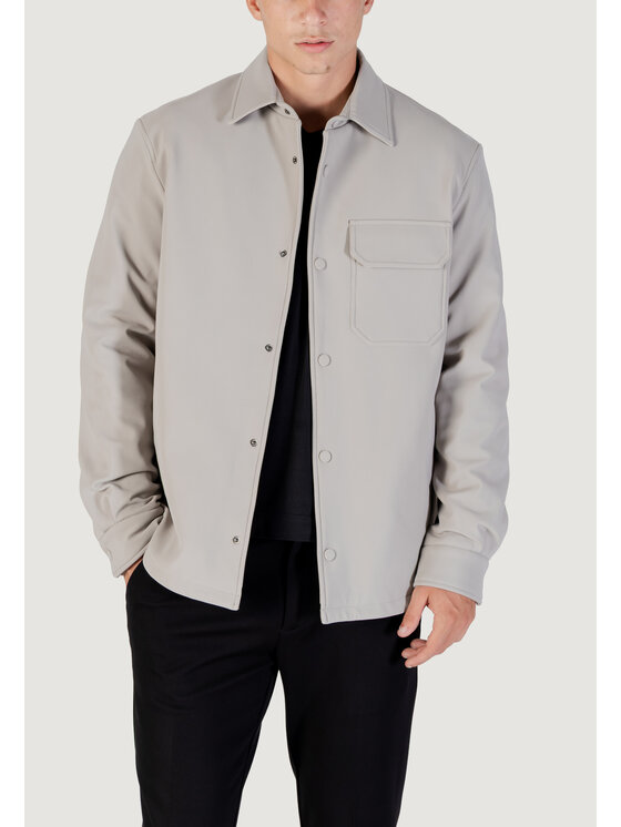 Antony Morato Antony Morato Camicia REGULAR FIT WITH LOGOED METAL BADGE Grigio Regular Fit