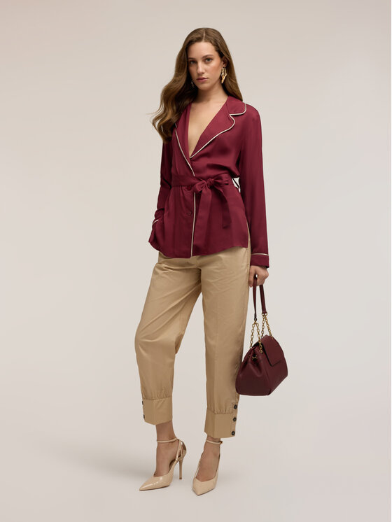 Motivi Motivi Koszula 5062Q201021N036 Bordowy Regular Fit