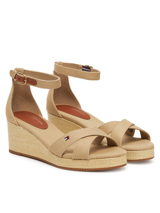 Tommy Hilfiger Tommy Hilfiger Espadrilles Flag Criss-Cros Mid Wedge Espad FW0FW08481 Bézs