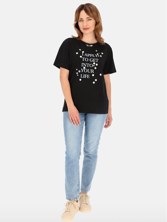 Perso Perso T-Shirt TCE245023F Černá Regular Fit