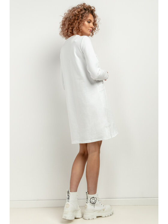 Tessita Tessita Sukienka dzianinowa T412/1/XL-XXL Biały Relaxed Fit
