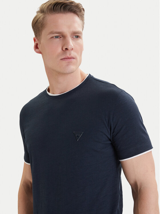 Guess Guess Tricou F6GI06 K6XN4 Albastru Slim Fit