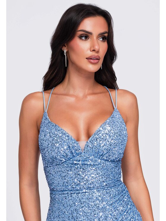 Ombre Ombre Večerní šaty LA-OM-DLR467 Modrá Slim Fit