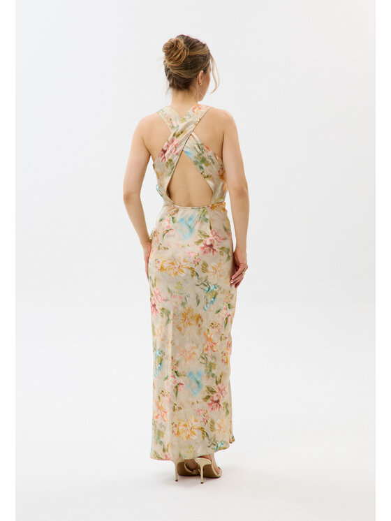 Mirons Mirons Sukienka wieczorowa PRINT Beżowy Feminine Fit