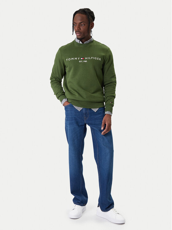 Tommy Hilfiger Tommy Hilfiger Pulóver Logo MW0MW11596 Zöld Regular Fit