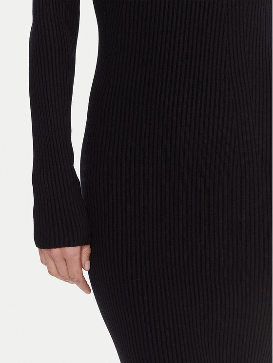 Kontatto Kontatto Трикотажна сукня 3M0829C Чорний Slim Fit