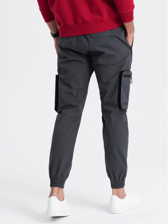 Ombre Ombre Joggers kalhoty OM-PAJO-0135 Šedá Cargo Fit