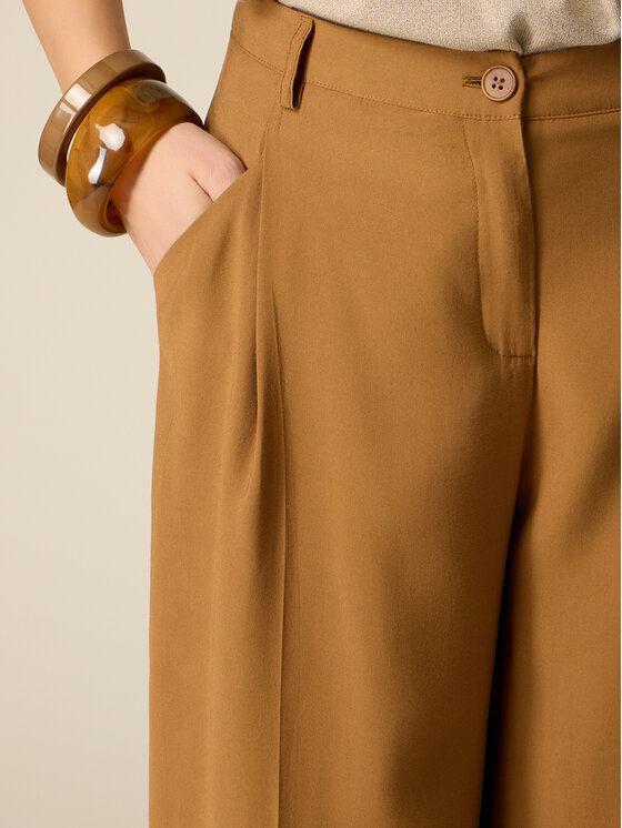 Oltre Oltre Spodnie materiałowe P009R008933N022 Brązowy Baggy Fit