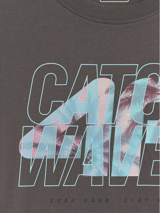 4F 4F T-Shirt CATCH THE WAVE Szary ciemny Regular Fit