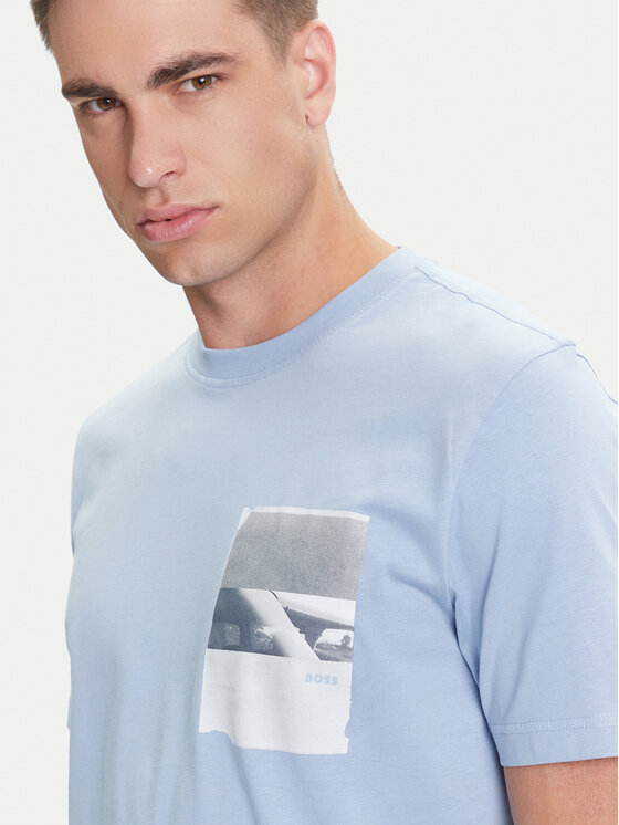 BOSS BOSS T-krekls Te_Container 50546920 Gaiši zils Regular Fit