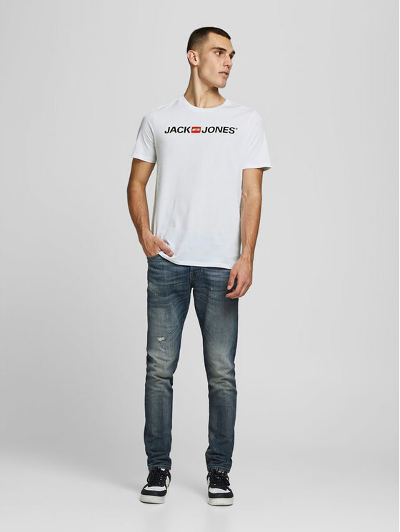 Jack&Jones Jack&Jones Majica Corp Logo 12137126 Bela Slim Fit