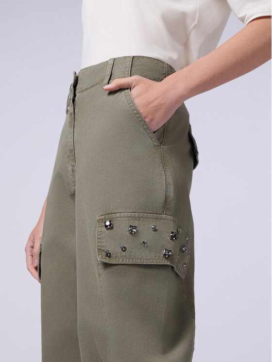 Oltre Oltre Pantaloni di tessuto P790R008322N035 Verde Boy Fit