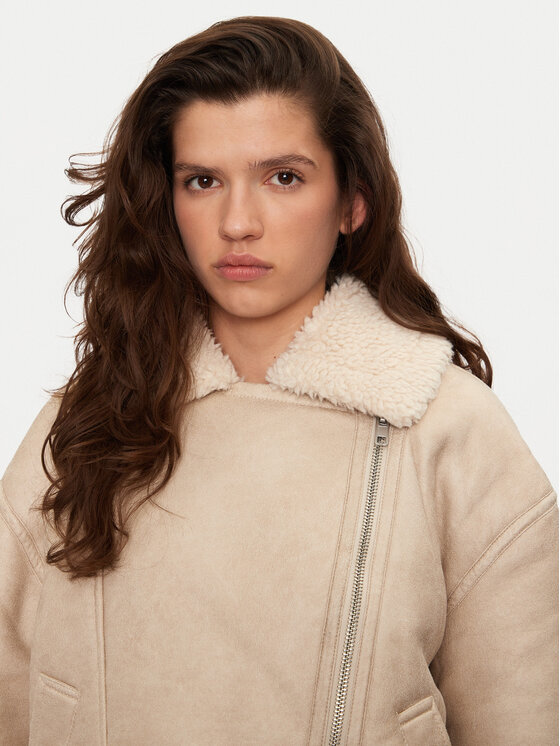 Vila Vila Giacca in similpelle Risi 14098061 Beige Regular Fit