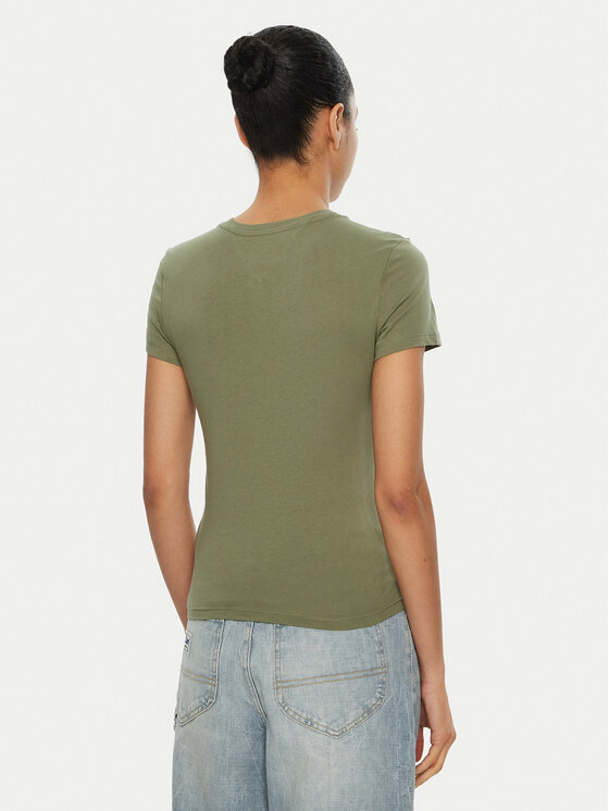 Tommy Jeans Tommy Jeans Tričko Essential DW0DW19447 Zelená Slim Fit