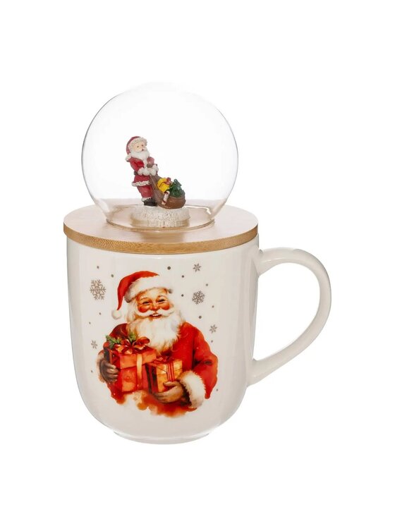 MIAhome MIAhome Kubek świąteczny ze szklaną kulą i Mikołajem 550 ml Biały