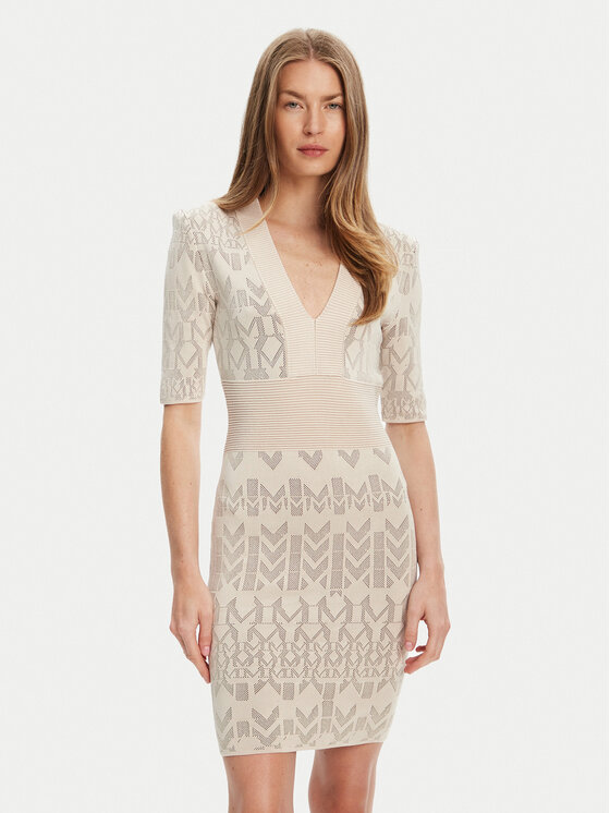 Marciano Guess Úpletové šaty 5YGK20 5877Z Béžová Slim Fit