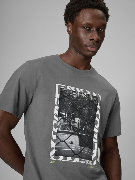 4F 4F T-Shirt FLUID EXPRESSIONS Szary Regular Fit