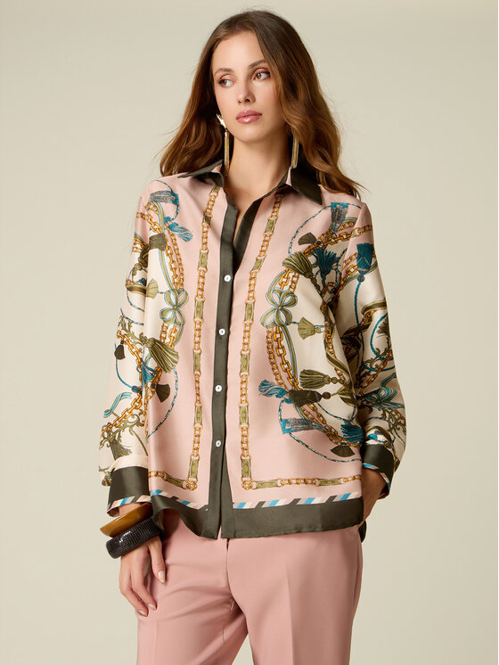 Oltre Oltre Koszula 5090R003333N0S6 Różowy Regular Fit