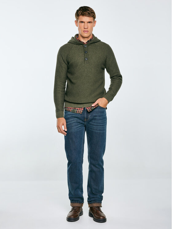 BIG STAR BIG STAR Sweter CARLSON Zielony Basic Fit
