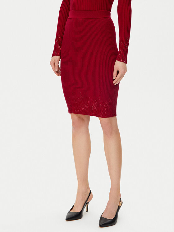 Guess Guess Fustă tip creion W5RD83 Z2Y50 Roșu Slim Fit