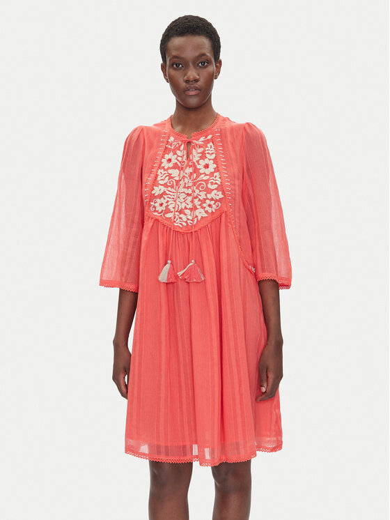 Iconique Rochie de vară IC25-043 Coral Regular Fit