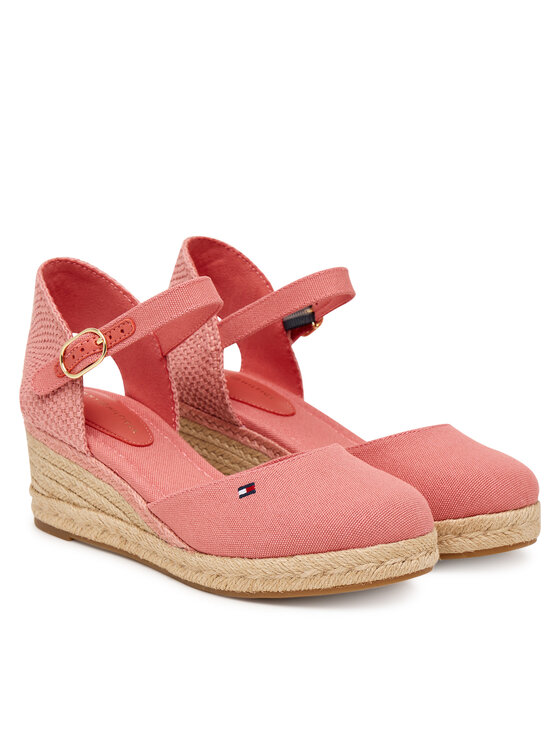 Tommy Hilfiger Tommy Hilfiger Espadrilky Mid Wedge Espad Closed Toe FW0FW09233 Koralová