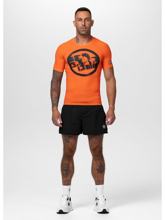 PITBULL PITBULL Koszulka techniczna LOGO PALMS Pomarańczowy Regular Fit