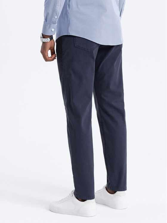 Ombre Ombre Spodnie materiałowe OM-PACP-0151 Granatowy Fitting Fit
