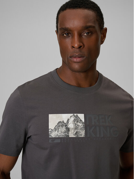 4F 4F T-Shirt TREKKING Szary Regular Fit