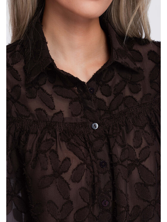 Ombre Ombre Koszula OW-SH-E0074 Brązowy Relaxed Fit