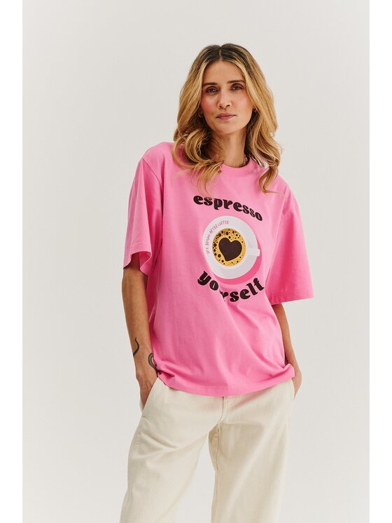 NAOKO NAOKO T-Shirt Espresso Yourself Różowy Regular Fit