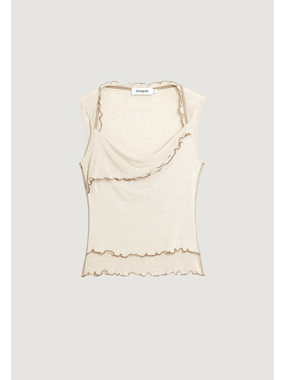 Desigual Desigual Φανέλα TS_VILNA Μπεζ Casual Fit