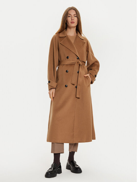 Tommy Hilfiger Tommy Hilfiger Gyapjú kabát WW0WW45919 Barna Oversize