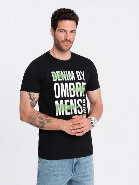 Ombre Ombre T-Shirt OM-TSPT-0193 Černá Regular Fit