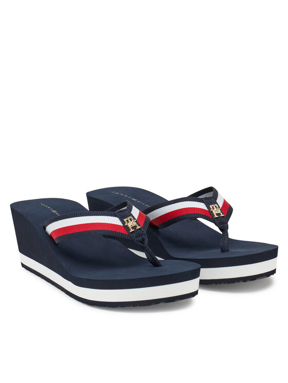 Tommy Hilfiger Tommy Hilfiger Žabky Th Corporate Wedge Beach Sandal FW0FW08520 Tmavomodrá