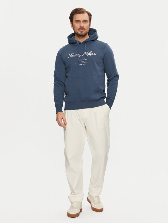 Tommy Hilfiger Tommy Hilfiger Bluza Script Logo MW0MW33631 Niebieski Regular Fit