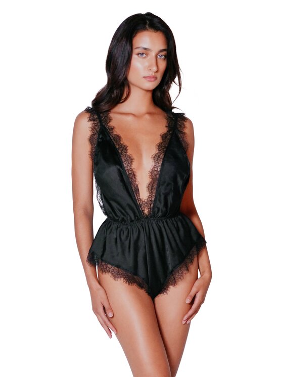Perilla Perilla Piżama Kombinezon Mina Black Czarny Regular Fit