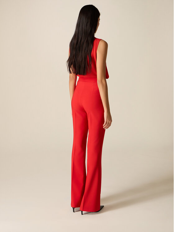 Oltre Oltre Spodnie materiałowe P098R008866N016 Czerwony Flare Fit