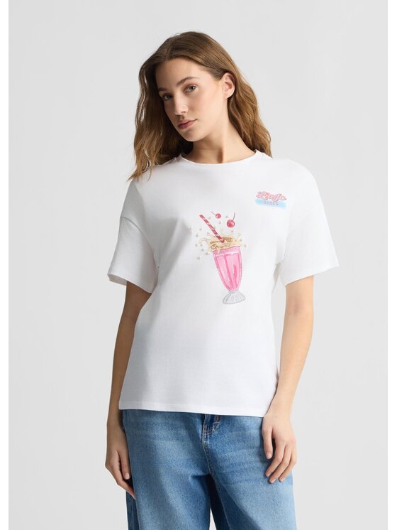 Liu Jo Liu Jo T-Shirt WA5342JS923M9503 Biały Regular Fit