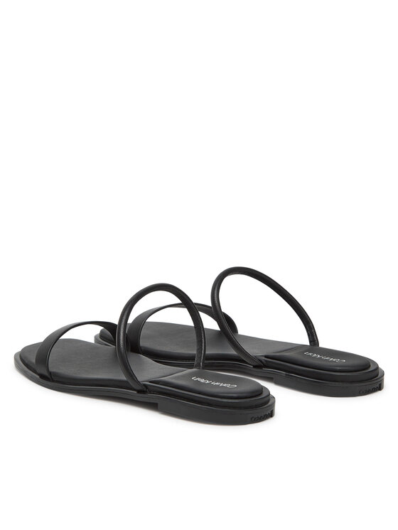 Calvin Klein Calvin Klein Klapki Flat Sandal Squared 2-Bar Lth HW0HW02532 Czarny