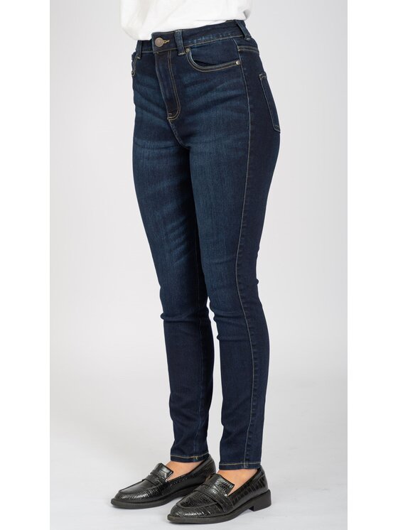 TeeShoppen TeeShoppen Jeansy Oryginalne jeansy Skinny Performance – ciemnoniebieski dżins Niebieski Skinny Fit
