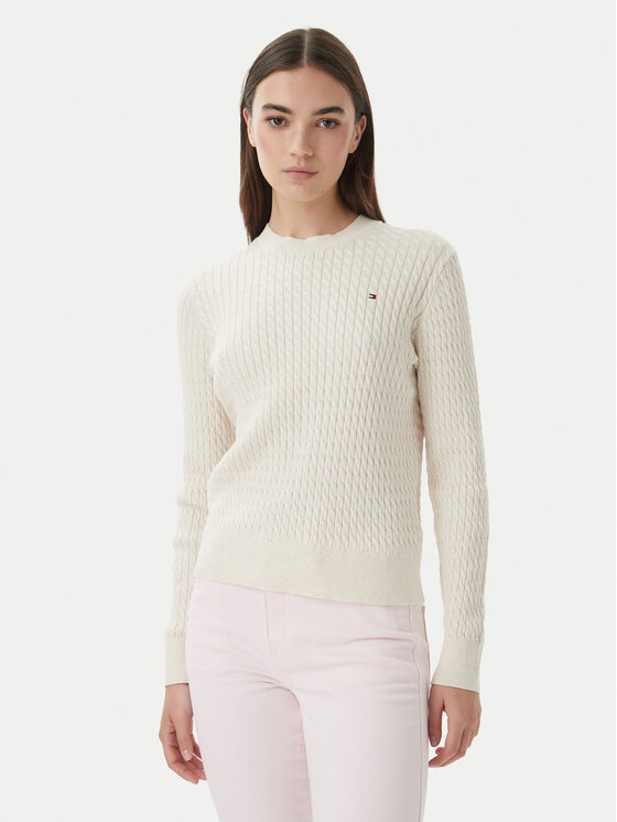 Tommy Hilfiger Pulover WW0WW44993 Écru Regular Fit