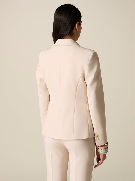 Oltre Oltre Marynarka Q817R004616N013 Kremowy Slim Fit