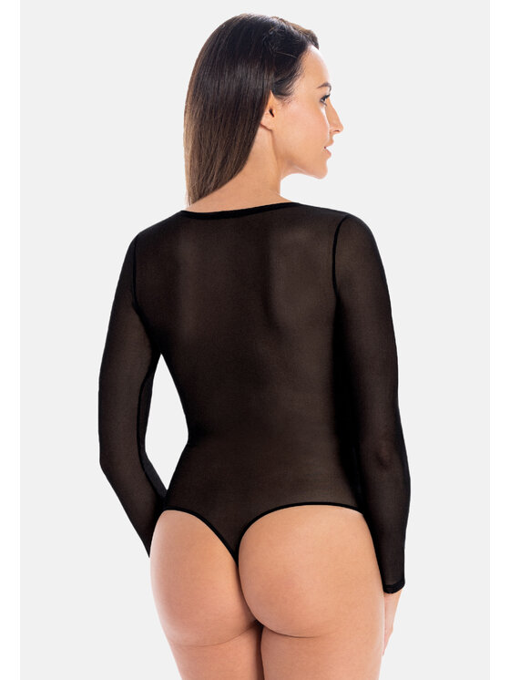 Teyli Teyli Body damskie z siateczki Sophie Czarny Regular Fit